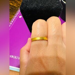 18K Saudi Gold Ring Solid thick size 8 love ring